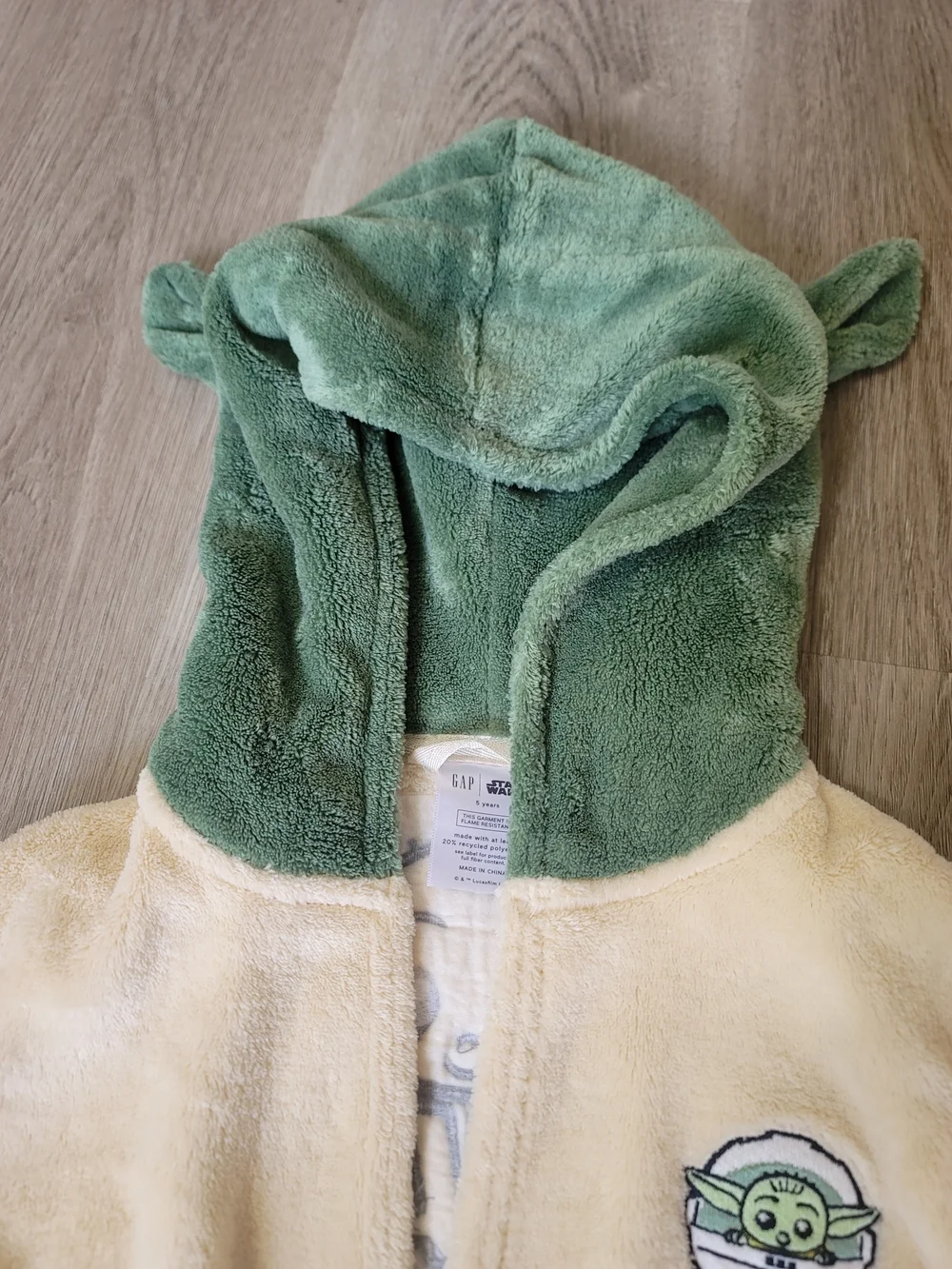 GAP Kids Star Wars Grogu Baby Yoda Plush Fleece Hooded Bathrobe Robe 5T 5 Years